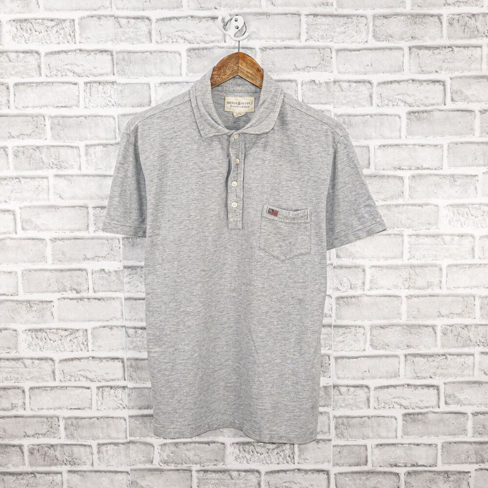 Denim & Suppley Ralph Lauren Polo Shirt in heather gray cotton M